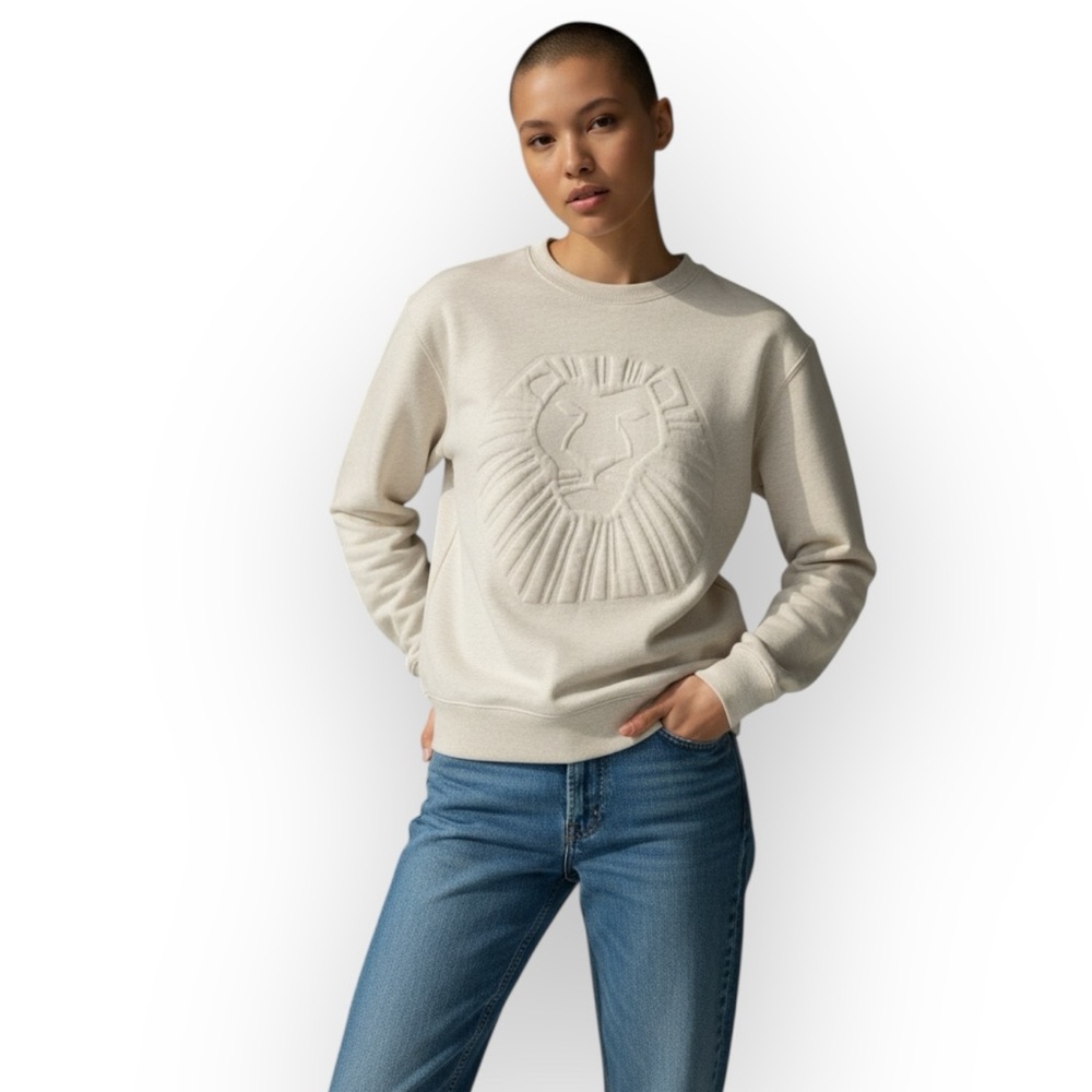 Disney The Lion King Cotton Long Sleeve Crew Neck Terry Lined Sweatshirt L Cream